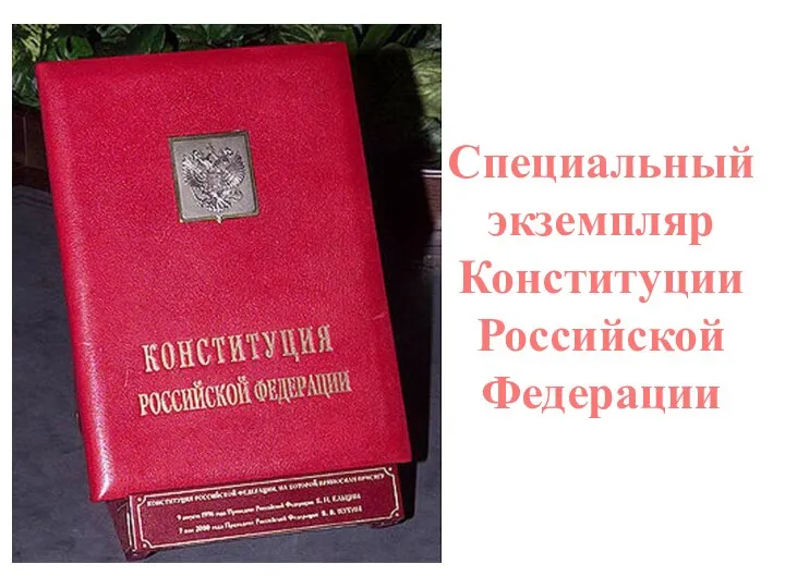 Специальный экземпляр Конституции Российской Федерации