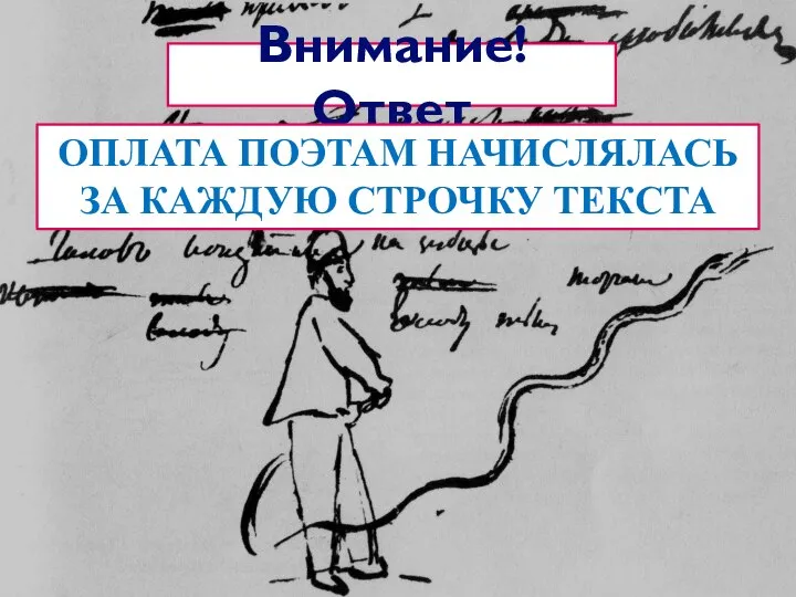 Внимание! Ответ ОПЛАТА ПОЭТАМ НАЧИСЛЯЛАСЬ ЗА КАЖДУЮ СТРОЧКУ ТЕКСТА