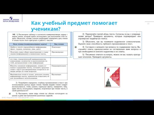 Как учебный предмет помогает ученикам? © АО «Издательство «Просвещение», 2021