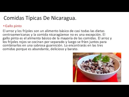 Comidas Típicas De Nicaragua. Gallo pinto El arroz y los frijoles son