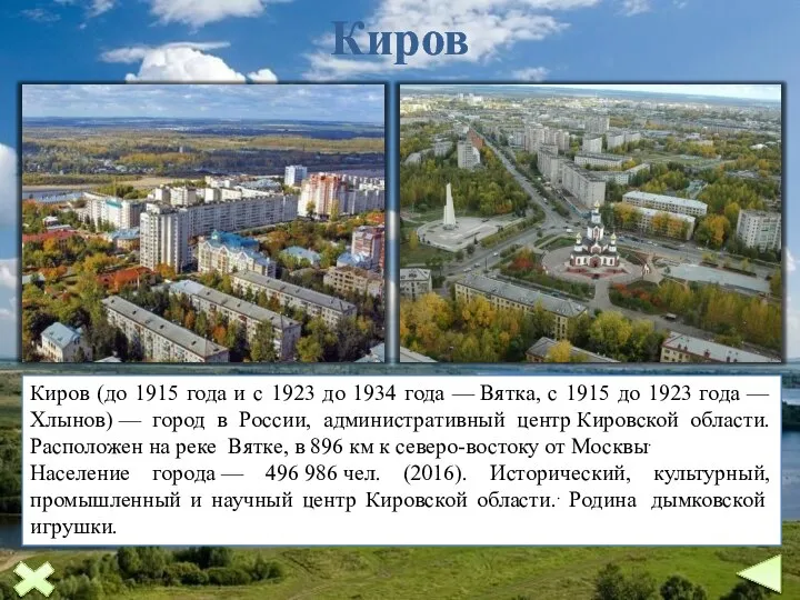 Киров Киров (до 1915 года и с 1923 до 1934 года —