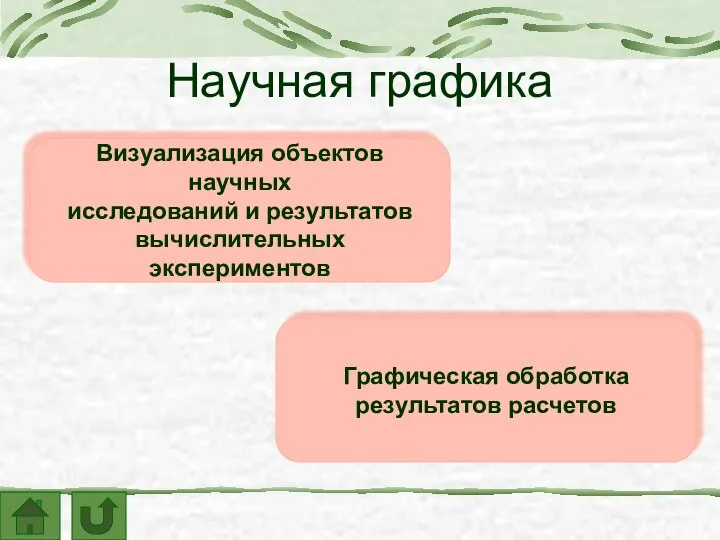 Научная графика Визуализация объектов научных исследований и результатов вычислительных экспериментов Графическая обработка результатов расчетов