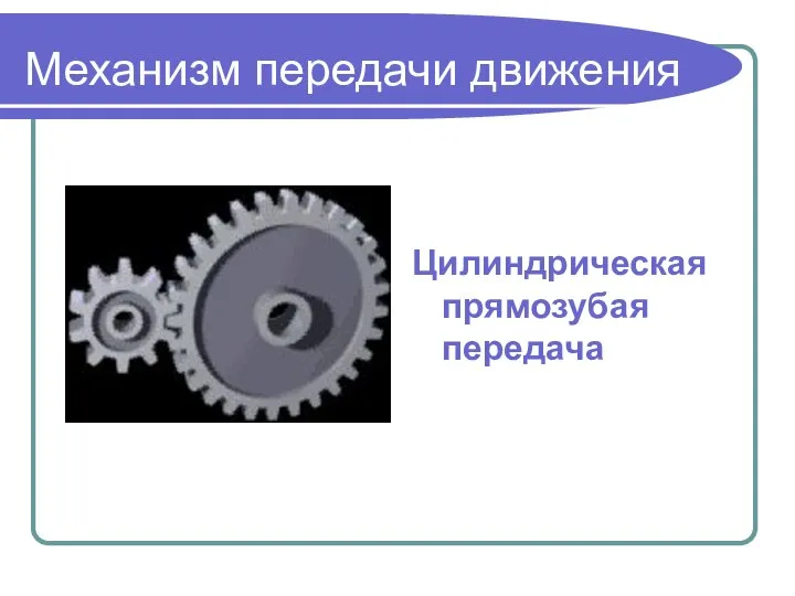 Механизм передачи движения Цилиндрическая прямозубая передача