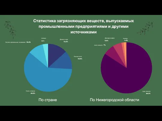 Статистика загрязняющих веществ, выпускаемых промышленными предприятиями и другими источниками Оксид углерода 60.2%