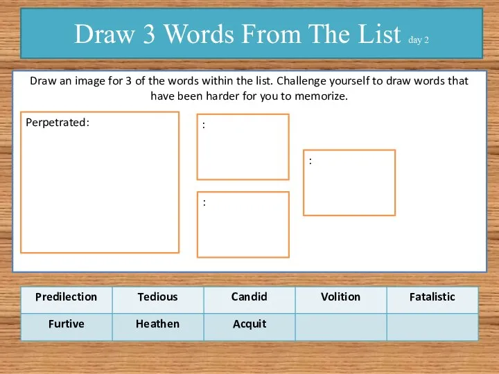 Draw 3 Words From The List day 2 Draw an image for