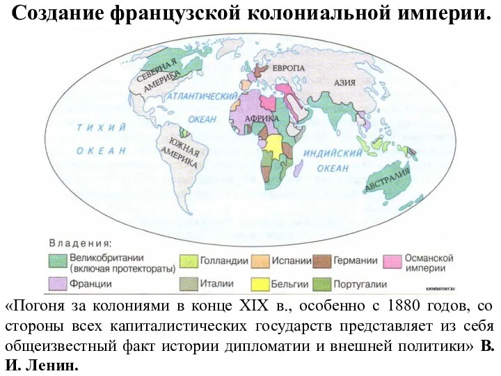 Создание французской колониальной империи. «Погоня за колониями в конце XIX в., особенно