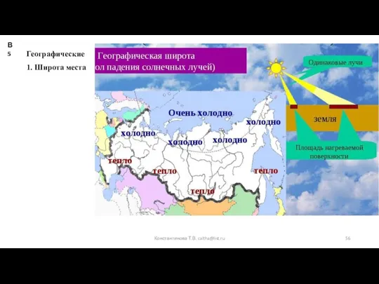 Географические 1. Широта места Константинова Т.В. caltha@list.ru В5