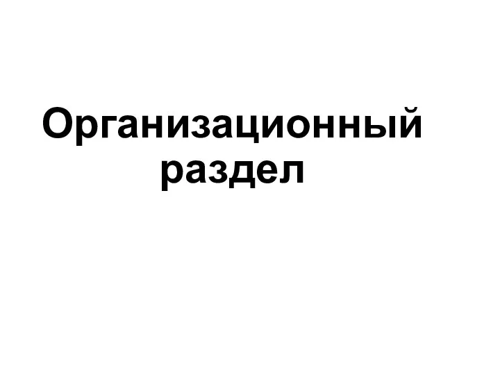 Организационный раздел