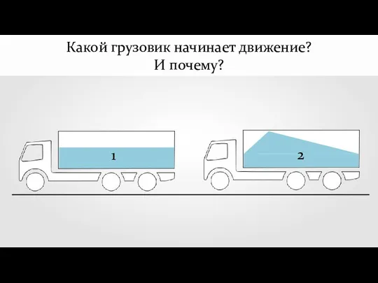 1 2 Какой грузовик начинает движение? И почему?