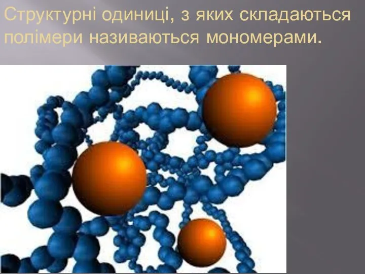 Структурні одиниці, з яких складаються полімери називаються мономерами.