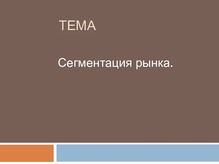 ТЕМА Сегментация рынка.