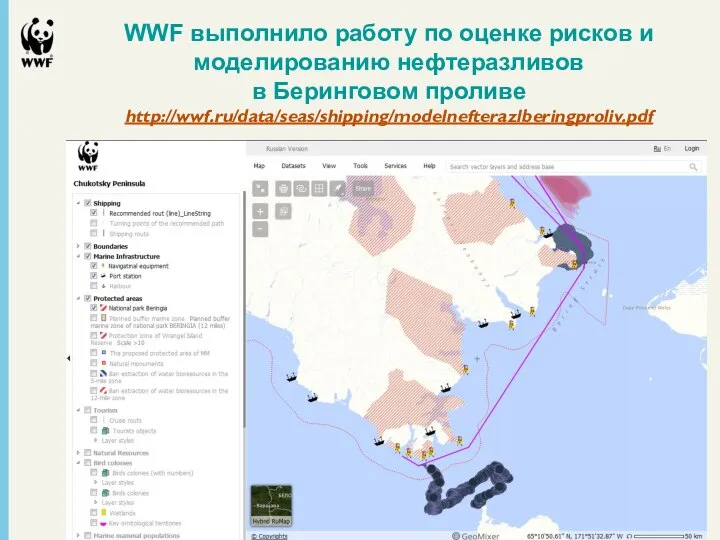 WWF выполнило работу по оценке рисков и моделированию нефтеразливов в Беринговом проливе http://wwf.ru/data/seas/shipping/modelnefterazlberingproliv.pdf