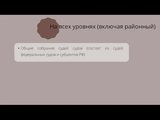 На всех уровнях (включая районный) Общие собрания судей судов (состоят из судей