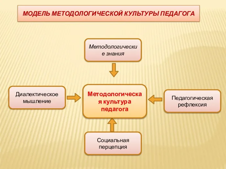 МОДЕЛЬ МЕТОДОЛОГИЧЕСКОЙ КУЛЬТУРЫ ПЕДАГОГА Методологическая культура педагога