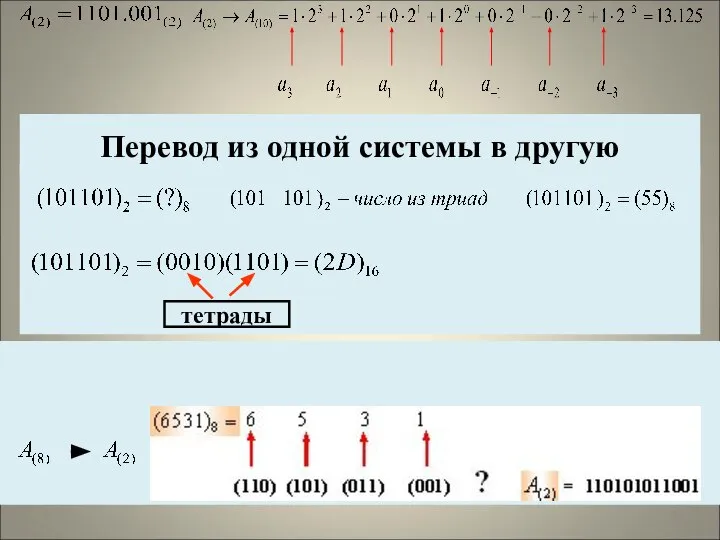 * Перевод из одной системы в другую тетрады