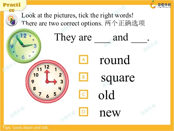 Practice Look at the pictures, tick the right words! There are two