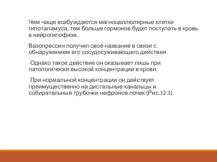 Чем чаще возбуждаются магноцеллюлярные клетки гипоталамуса, тем больше гормонов будет поступать в