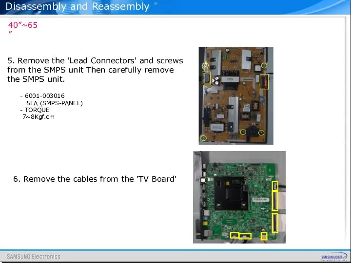 Disassembly and Reassembly 5. Remove the 'Lead Connectors' and screws from the