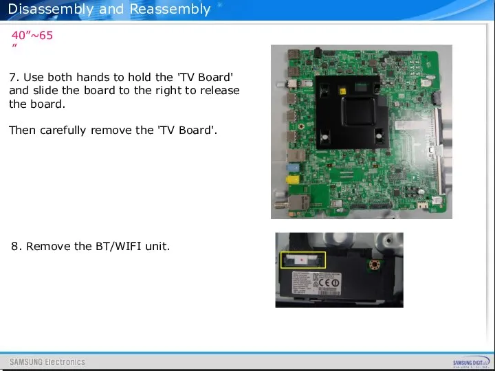 Disassembly and Reassembly 7. Use both hands to hold the 'TV Board'