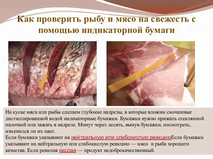 Как проверить рыбу и мясо на свежесть с помощью индикаторной бумаги На