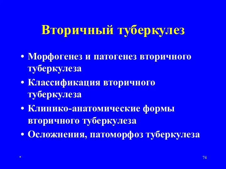 * Вторичный туберкулез Морфогенез и патогенез вторичного туберкулеза Классификация вторичного туберкулеза Клинико-анатомические