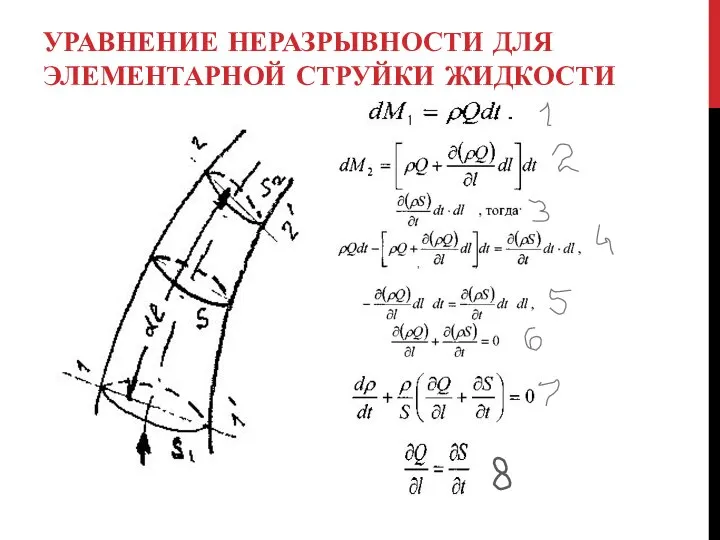 УРАВНЕНИЕ НЕРАЗРЫВНОСТИ ДЛЯ ЭЛЕМЕНТАРНОЙ СТРУЙКИ ЖИДКОСТИ