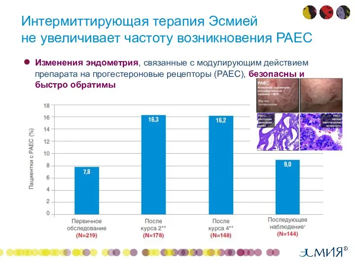 Интермиттирующая терапия Эсмией не увеличивает частоту возникновения PAEC Изменения эндометрия, связанные с