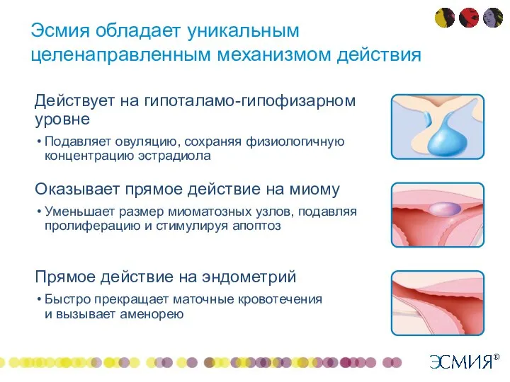 Эсмия обладает уникальным целенаправленным механизмом действия