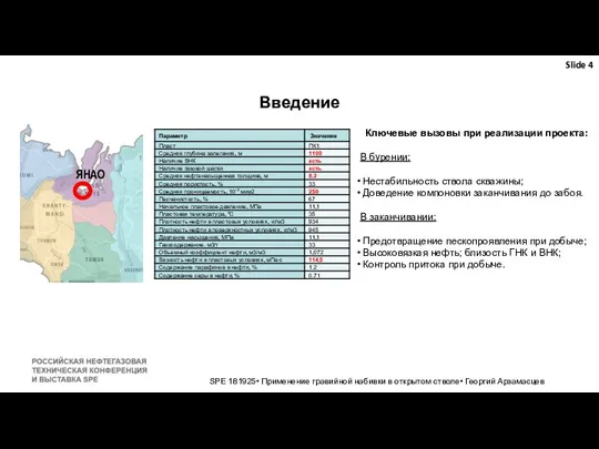 SPE 181925• Применение гравийной набивки в открытом стволе• Георгий Арзамасцев Введение ЯНАО