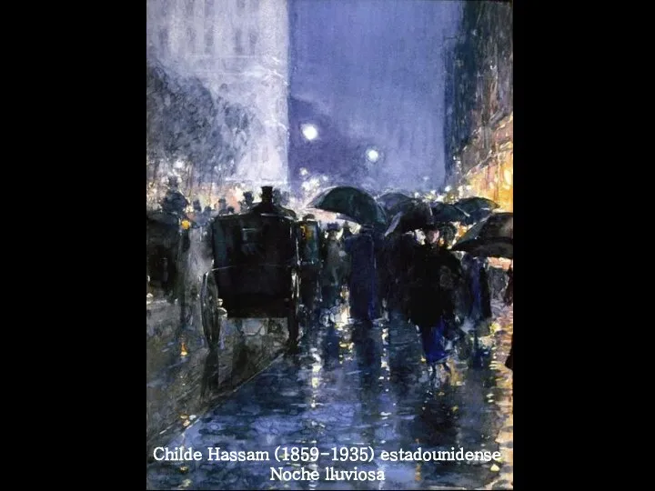 Childe Hassam (1859-1935) estadounidense Noche lluviosa