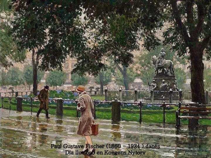 Paul Gustave Fischer (1860 - 1934 ) danés Día lluvioso en Kongens Nytorv