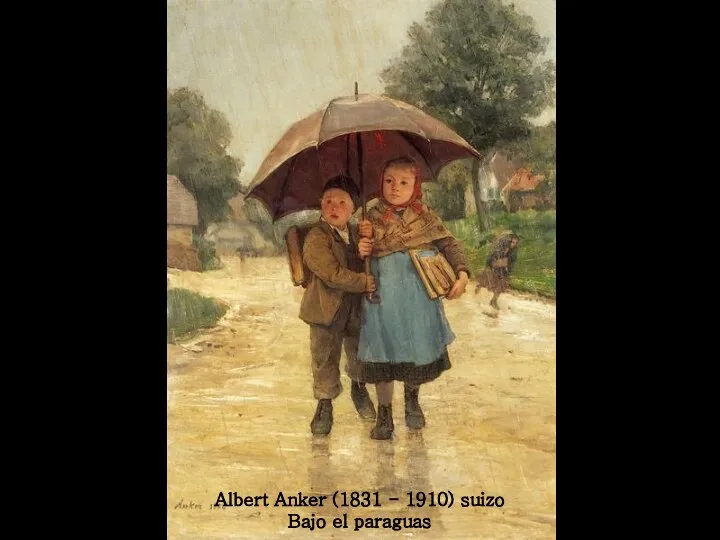 Albert Anker (1831 - 1910) suizo Bajo el paraguas