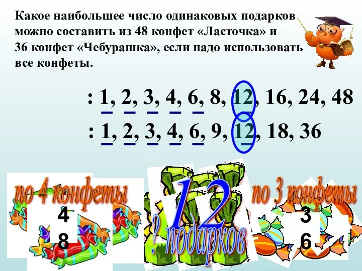 Какое наибольшее число одинаковых подарков можно составить из 48 конфет «Ласточка» и