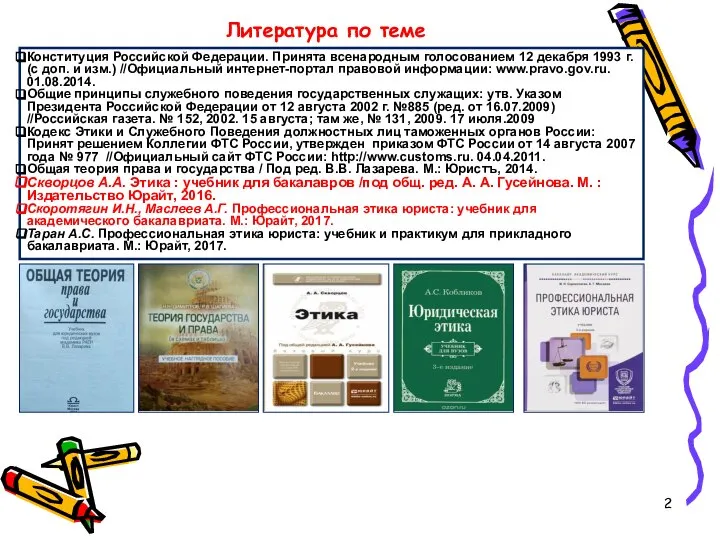 Литература по теме Конституция Российской Федерации. Принята всенародным голосованием 12 декабря 1993