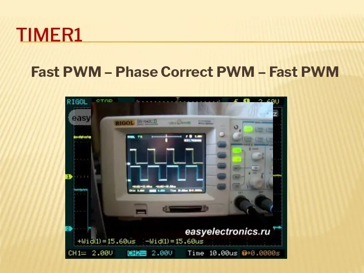 TIMER1 Fast PWM – Phase Correct PWM – Fast PWM