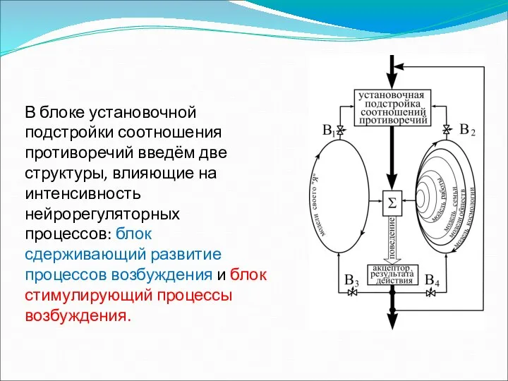 В блоке установочной подстройки соотношения противоречий введём две структуры, влияющие на интенсивность