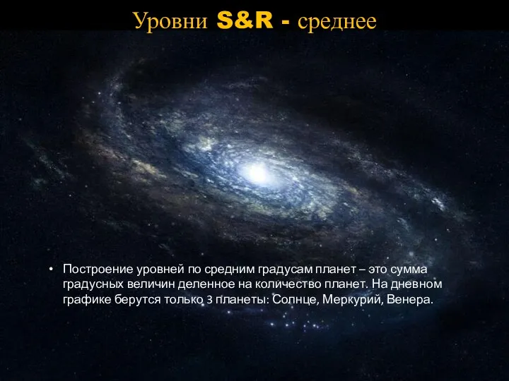 Уровни S&R - среднее Построение уровней по средним градусам планет – это