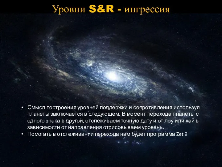 Уровни S&R - ингрессия Смысл построения уровней поддержки и сопротивления используя планеты