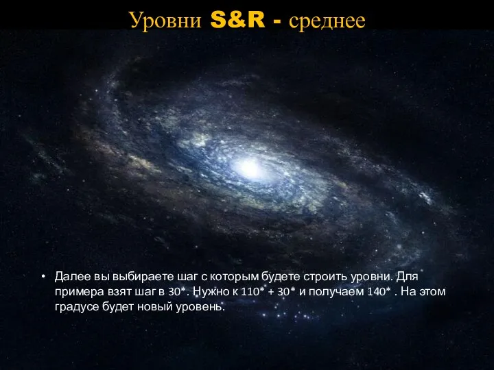 Уровни S&R - среднее Далее вы выбираете шаг с которым будете строить