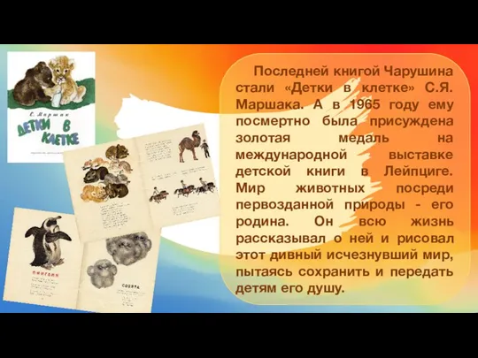 120 лет со дня рождения Последней книгой Чарушина стали «Детки в клетке»