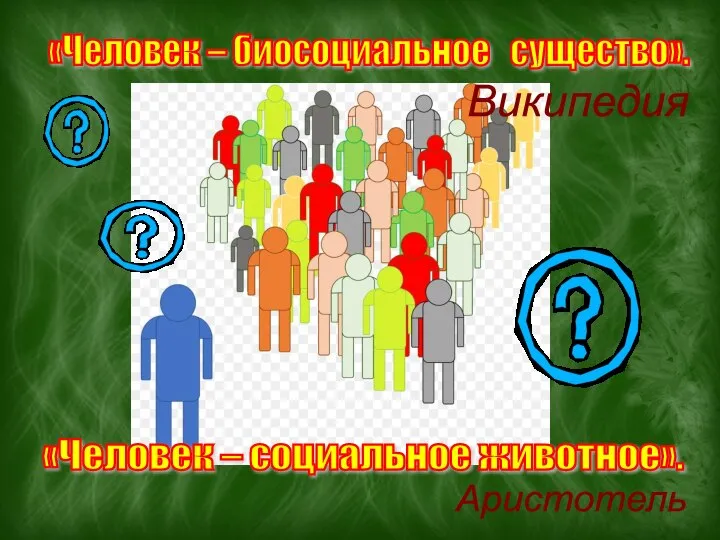 «Человек – биосоциальное существо». «Человек – социальное животное». Аристотель Википедия