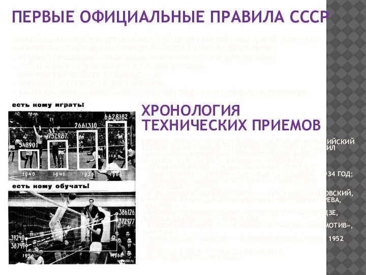 ПЕРВЫЕ ОФИЦИАЛЬНЫЕ ПРАВИЛА СССР ОФИЦИАЛЬНЫЕ ПРАВИЛА ИГРЫ В ВОЛЕЙБОЛ БЫЛИ РАЗРАБОТАНЫ ЗИМОЙ