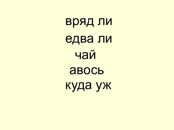 едва ли чай авось куда уж вряд ли