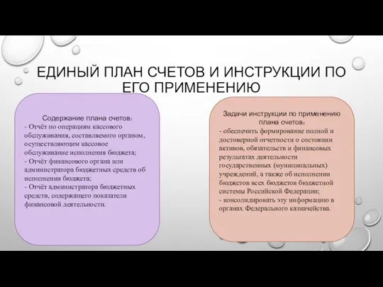 ЕДИНЫЙ ПЛАН СЧЕТОВ И ИНСТРУКЦИИ ПО ЕГО ПРИМЕНЕНИЮ Содержание плана счетов: -