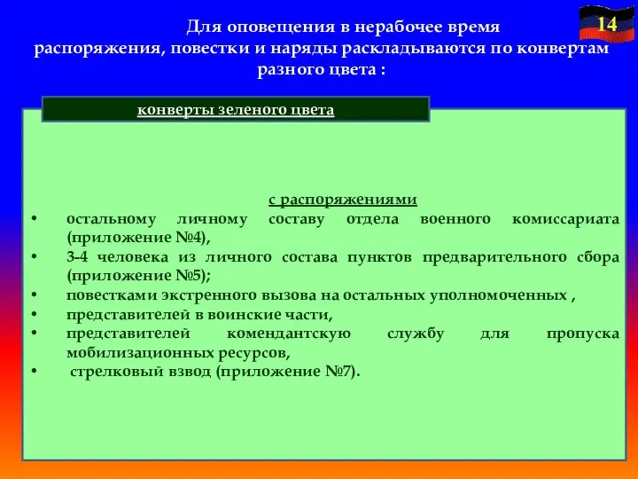 с распоряжениями остальному личному составу отдела военного комиссариата (приложение №4), 3-4 человека