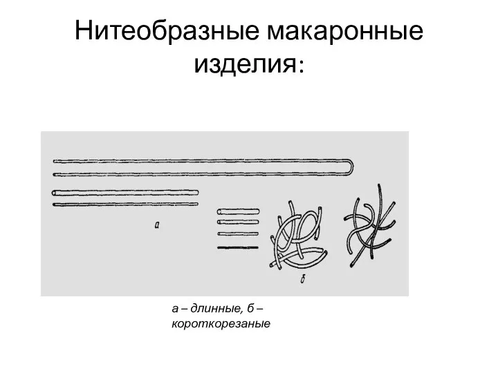 Нитеобразные макаронные изделия: а – длинные, б – короткорезаные