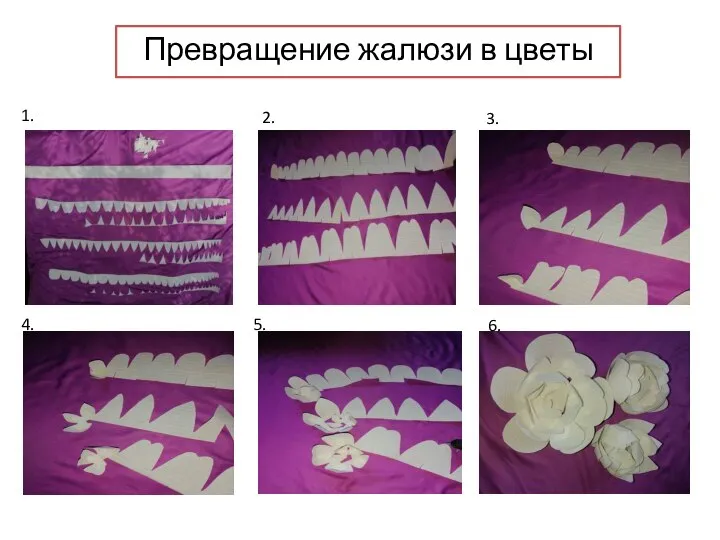 Превращение жалюзи в цветы 1. 2. 3. 4. 5. 6.