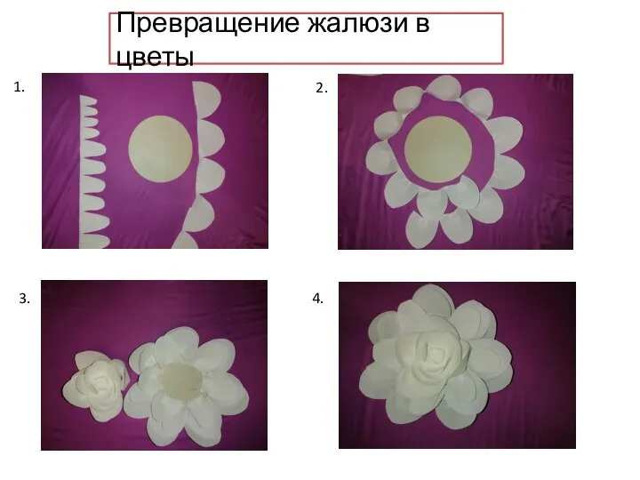 Превращение жалюзи в цветы 1. 2. 3. 4.