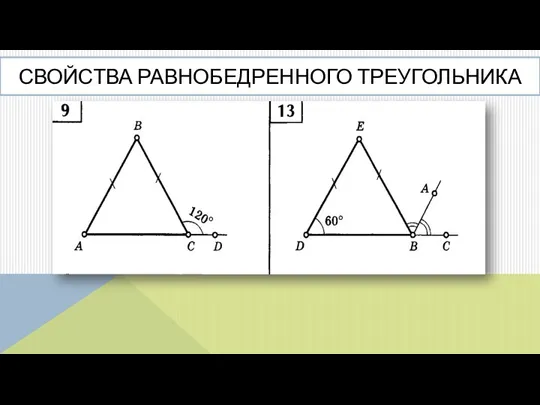 СВОЙСТВА РАВНОБЕДРЕННОГО ТРЕУГОЛЬНИКА