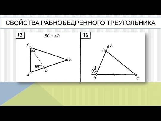 СВОЙСТВА РАВНОБЕДРЕННОГО ТРЕУГОЛЬНИКА